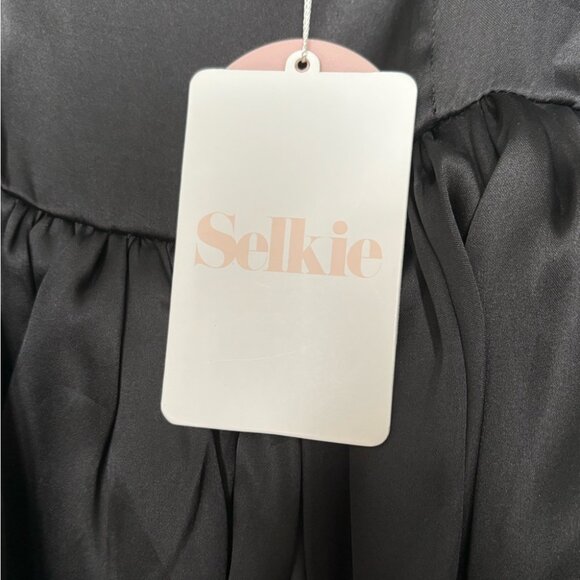 NEW NWT Selkie Silk Caviar French Puff Dress Black XS - Picture 7 of 10